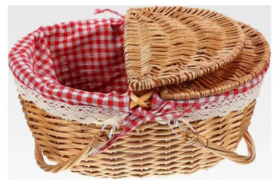 Produktbild von Geflochtener Picknickkorb aus Weide mit Griffen und Deckel