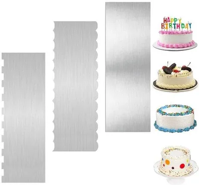 Produktbild von Tortenspatel Set 3-teilig - Edelstahl Palettenmesser - Tortenmesser - Teigkarte - Buttercreme Glätter - Tortendekoration Werkzeug - 22 x 8 cm