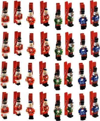 Produktbild von 32 Dekoklammern Nussknacker mit Klammer 4,5 cm Weihnachten