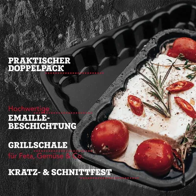 Produktbild von Fackelmann Grillschale Emaille 2er Set, kratzfest, schnittfest, wiederverwendbar
