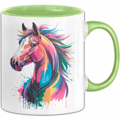 Produktbild von Pferd Tier Liebhaber Tasse Becher Geschenk Lustige Geschenkidee Spruch (Grün)