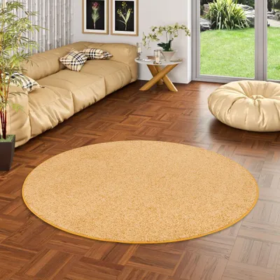 Produktbild von Teppich Hochflor Shaggy Cottage Curry Rund, Größe:400 cm Rund