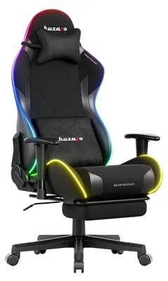 Image de Huzaro Force 5.7 RGB Black Carbon - Chaise de jeu, éclairage LED, accoudoirs 2D, repose-pieds, inclinaison 155°, coussin, SGS, 136 kg