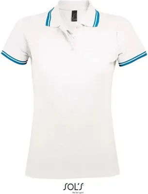 Produktbild von SOLs 00578 | Damen Polo Shirt Pasadena - Farbe: White/Aqua - Größe: S