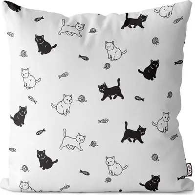 Produktbild von VOID Katzen Fische Wollknäul Kissenbezug Kissenhülle Sofakissen Kissen Deko Outdoor-Kissen Dekokissen
