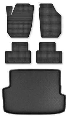 Productafbeelding van Rubberen automatten + kofferbakmat voor Volvo V70 I 1996-1999 (stationwagen) – 5-delig, zwart, op maat – Wielganizator Semi-Universal