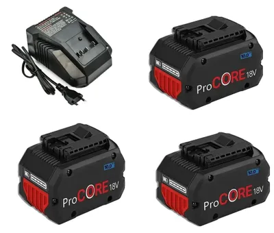 Produktbild von Ersatzbatterie, 10000mAh Kapazität, kompatibel mit 18V Elektrowerkzeugen, 3 Batterien 1 Ladegerät