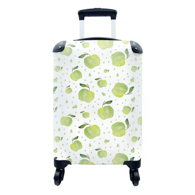 Produktbild von MuchoWow® Koffer Handgepäck Trolley Rollkoffer Kleine Reisekoffer mit 4 Rollen - Äpfel - Aquarelle - Muster - Cabin Size < 55x40x23 cm & 55x40x20 cm - Fotokoffer - Kabinenkoffer - Boardgepäck - Reise-Box - Reisekoffer - Reisegepäck - Koffer mit Bild - Trolley für Kinder