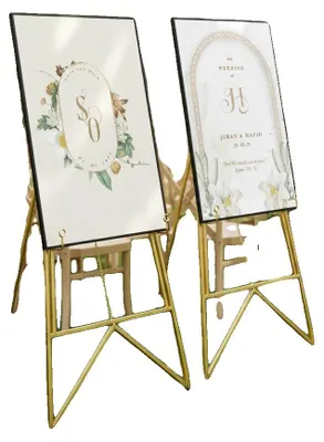 Obrázek produktu pro Stojan na plakáty, výška 113 cm, nastavitelná délka řetězu 60 cm, nosnost 10 kg, skládací konstrukce, ocelová konstrukce