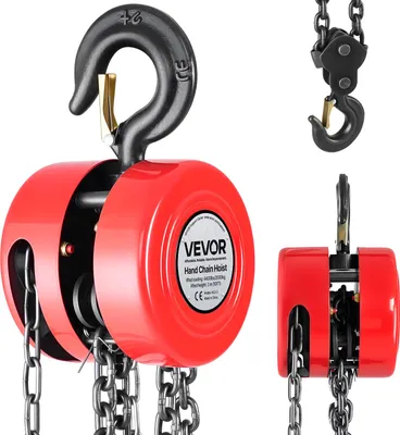 Immagine prodotto di Paranco a catena VEVOR con capacità di carico di 2 T, paranco a catena manuale, altezza di sollevamento di 3 m, paranco con catena G70, blocco a catena per impieghi gravosi, paranchi manuali, paranco a blocco a catena per garage, magazzini, macchinari automobilistici, rosso