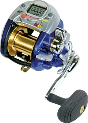 A fishing reel on a white background.