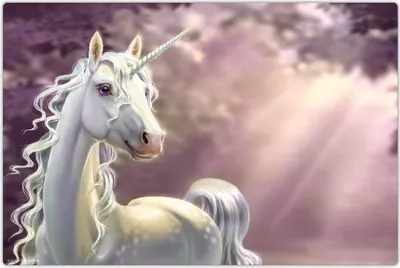Produktbild von Schreibischunterlage für Kinder - abwaschbar - weißes Einhorn vor lila Hintergrund  - aus premium Vinyl - 60 x 40 cm -  Germany - Mädchen