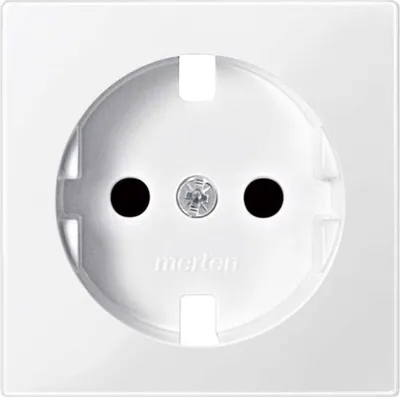 Image de Merten MEG2330-0319 Plaque centrale pour élément de prise de courant à contact de protection, protection contre les contacts accidentels, blanc polaire brillant, système M
