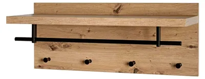 Produktbild von Wandgarderobe - Schwarz - Artisan Eiche Nachbildung - Metall - 75 x 30 cm