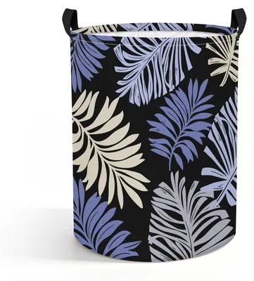 Aufbewahrungsbox, 45 L, Palmblatt-Design, Schwarz, faltbar