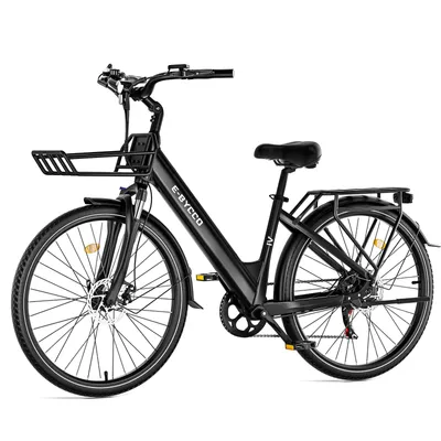 Productafbeelding van Elektrische stadsfiets voor volwassenen, 36V, 15,6Ah, maximale snelheid 25 km/u, mechanische schijfremmen, verende voorvork, maximaal draagvermogen 150 kg, kleur: grijs