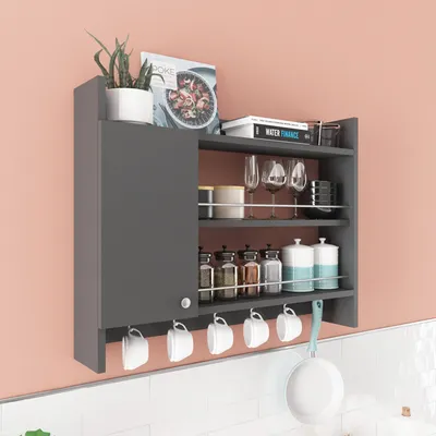 Image de Skye Decor, Knerr - Anthracite, étagères de cuisine, anthracite, plateau mélaminé, 85 x 15 x 65 cm
