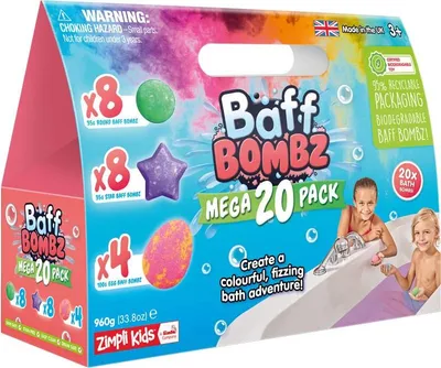 Obrázek produktu pro Zimpli Kids Baff Bombz Mega Pack – koupelnové hračky, 20 kusů, vícebarevné