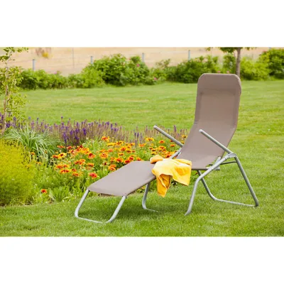 Produktbild von Merxx Gartenliege XXL Stahl, Textil silber, taupe 154 cm x 67 cm x 116 cm