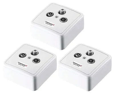 Produktbild von PremiumX 3x PX3-DC 3-fach Sat Durchgangsdose DC-Durchgang Antennendose SAT