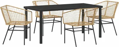 Obrázok produktu pre Záhradný jedálenský set 5 pcs Hnedá polyratan