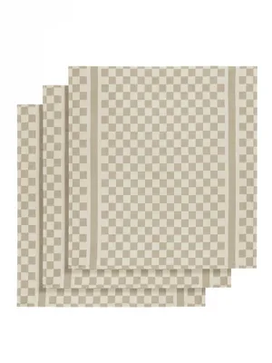 Produktbild von keukenhanddoek 65x70 cm Baumwolle weiß/hellbraun 3 Stück