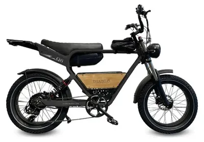 Image de Diablo Q6 - Fatbike électrique - 20 pouces - Moteur 250W - Autonomie 100 km - 7 vitesses - Freins à disque hydrauliques - Batterie 749Wh - Double suspension - Noir