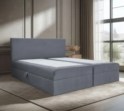 Produktbild von Bett, Boxspringbett, Continentalbett BERG POSO mit Bonell Matratze, OHNE Topper, Doppelbett mit Container, H3 180x200 cm, (Dunkelgrau - Poso 115)