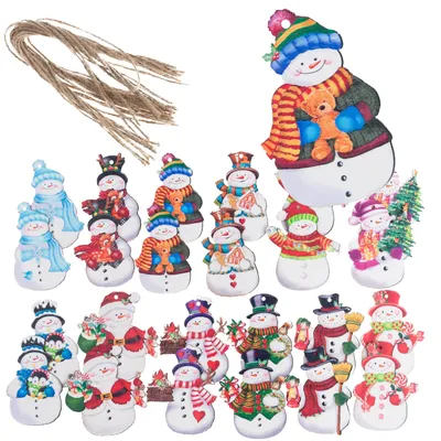 Produktbild von Christbaumkugel-Anhänger aus Holz, Schneemann-Dekoration (TG81338)