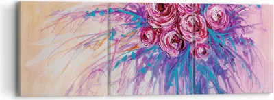 Produktbild von Bild auf Leinwand - Leinwandbild - 3 Teile - Blumenstrauß Blumen Rosen - 90x30cm - Wand Bild - Wanddeko - Wandbilder - Leinwanddruck - Bilder - Wanddekoration - Leinwand bilder - CA90x30-4465