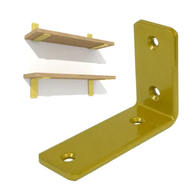 Produktbild von Goldene L-Winkelhalterung für Möbelregal 100 x 70 x 38 mm, 2 Stück