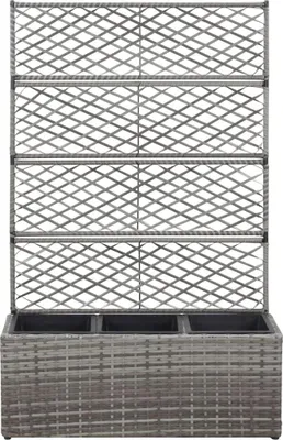 Obrázek produktu pro vidaXL Zvýšený záhon s mřížkou 3 květináče 83×30×130cm Poly ratan Grey