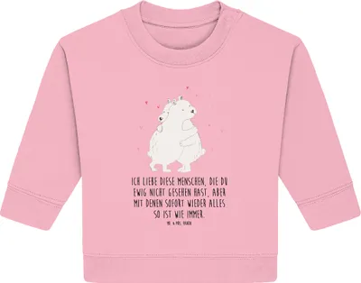 Produktbild von Mr. & Mrs. Panda Organic Baby Pullover Eisbär Umarmen 12. - 18. Monat - Baumwolle Pink - Geschenk, Bullover, Lustige Sprüche