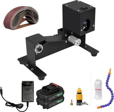 Produktbild von 250 W Nass- und Trockenbandschleifer, Mini-Bandschleifer, elektrischer Tischschleifer, Schleifmaschine, konstante Geschwindigkeit, kleiner Schleifer, Schaerfer, Poliermaschine mit Wasserrohr und 10 Schleifbaendern fuer Heimwerker, Holzbearbeitung, Harz, Schmuckherstellung, Messerschaerfer