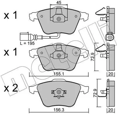 Produktbild von METELLI Bremsbeläge Satz Vorne Bremsklötze für VW Golf V Schrägheck (1K1) 22-0549-2