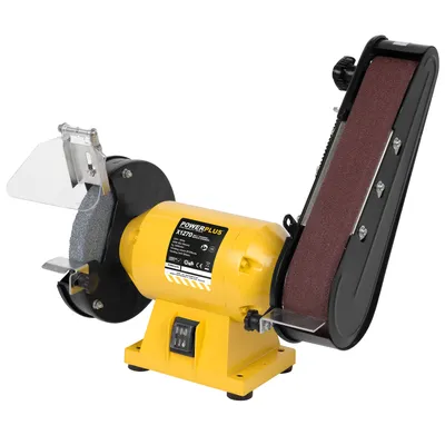 Produktbild von PowerplusX Tischschleifbank 2in1 240 W + Drehschleifscheibe + 3 Schleifbänder