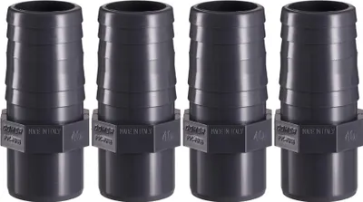Produktbild von HAF 4x PVC Druckschlauchtülle mit 40mm x 40mm | Schlauchtülle x Klebestutzen | Schlauchverbinder aus grauem PVC-U | PN16 für Pool und Teich