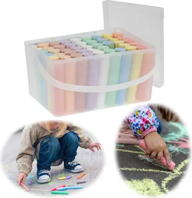 Produktbild von LS-LebenStil 54x XL Straßenkreide 10cm Eimer Jumbo Straßenmalkreide Kreide Stifte Bunt Kinder Malkreide Kreidestifte Pastell bunte Farben