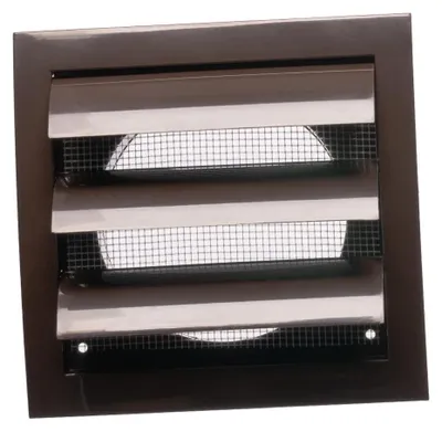 Obrázek produktu pro Ventilační mřížka, průměr 100 mm, hnědá, s pohyblivými lamelami a ochranou proti hmyzu