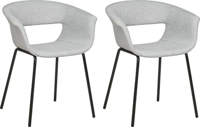 Produktbild von BELIANI Esszimmerstühle 2er Set Hellgrau mit Schwarzen Beinen Modernes Design für Esszimmer Essbereich Küche Wohnzimmer