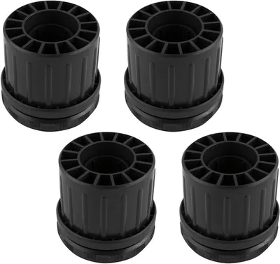 Produktbild von Höhenverstellbare Stellfüße für Tischbeine, runde Verstellteller 60 mm, schwarz, 4 Stück