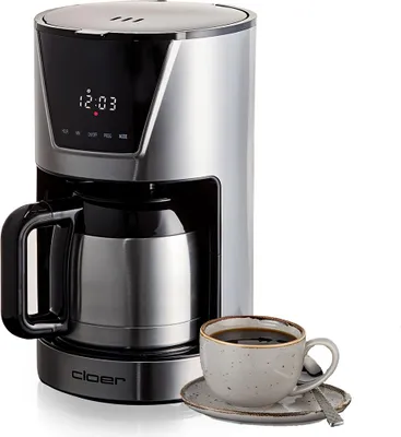 Produktbild von Cloer 5258 Filterkaffeemaschine für 10 Tassen, 3 Aromastufen, LCD-Touch-Display, Timer, Tropfstopp & Auto-Off, inkl. Messlöffel, Isolierkanne,