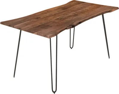 Produktbild von SAM® Esstisch Baumkante massiv Akazie nussbaum 120 Hairpin-Gestell schwarz HANNAH