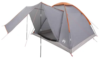 Produktbild von vidaXL Campingzelt 4 Personen Grau und Orange Polyester und Stahl