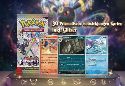 Produktbild von 30 Pokemon Karten Prismatische Entwicklung | Glitzer, Boosterfrisch, Deutsch sammelkarten