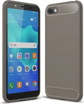 Produktbild von Huawei Y5 2018 Hülle Silikon Grau Carbon Optik Case TPU Handyhülle Bumper