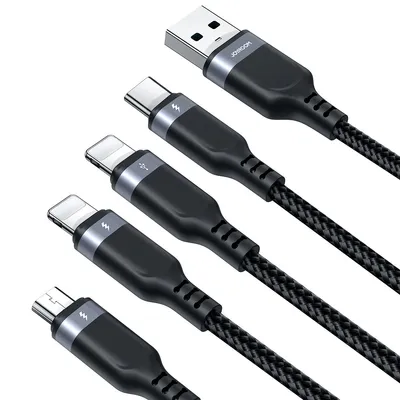 Obrázek produktu pro kabel USB 4v1 USB-A - USB-C / 2 x iPhone / Micro pro nabíjení a přenos dat 1,2 m Joyroom S-1T4018A18 - černý