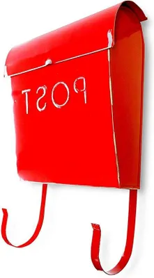 Productafbeelding van Brievenbus met Houder - Wandmodel Postbak - Post Ontvangen - Roestwerende Coating - 30 x 28 x 10cm - Rustiek Rood