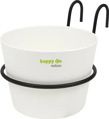 Produktbild von Set 2-teilig Florenz Topf weiß mit Balkonhalterung Ø 24.0 cm Höhe 22.0 cm