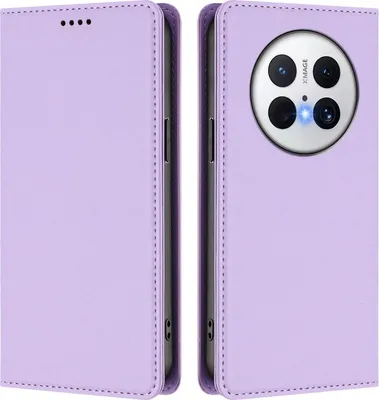 Obrázek produktu pro Kožené pouzdro pro Huawei Mate 70, magnetické flipové pouzdro zPolyuretankůže se stojánkem Světle fialová